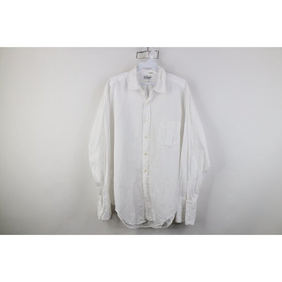 Vtg 50s Streetwear Mens Large Brocade Cotton French Cuff Button Shirt White USA
